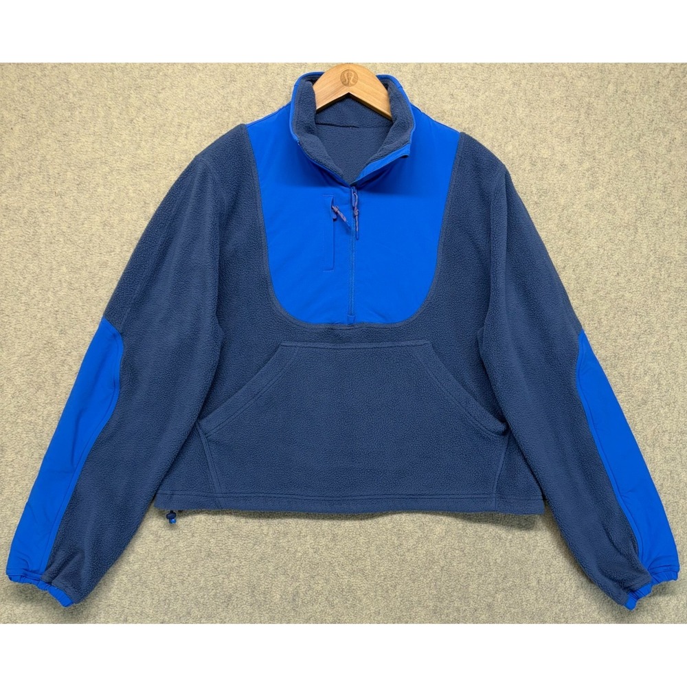 Lululemon Womens‎ Fleece Ripstop Hiking Sweatshirt Blue Crop Pullover Outdoor 6